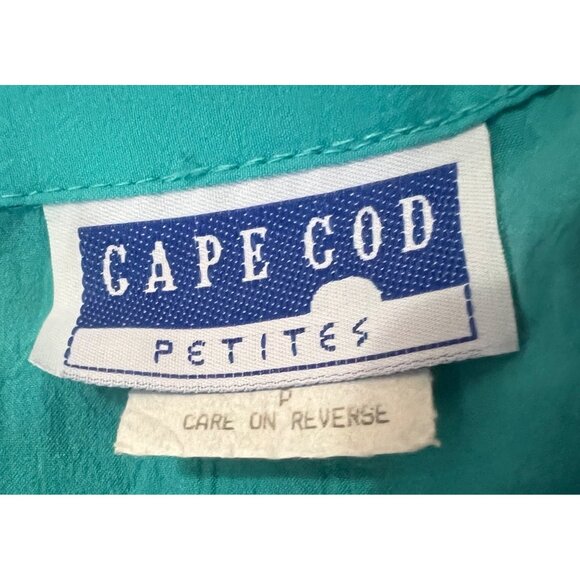 Vintage Cape Cod Petites Track Shirt Sz 14 (Large) Retro Collared 80's Blouse - Picture 4 of 11